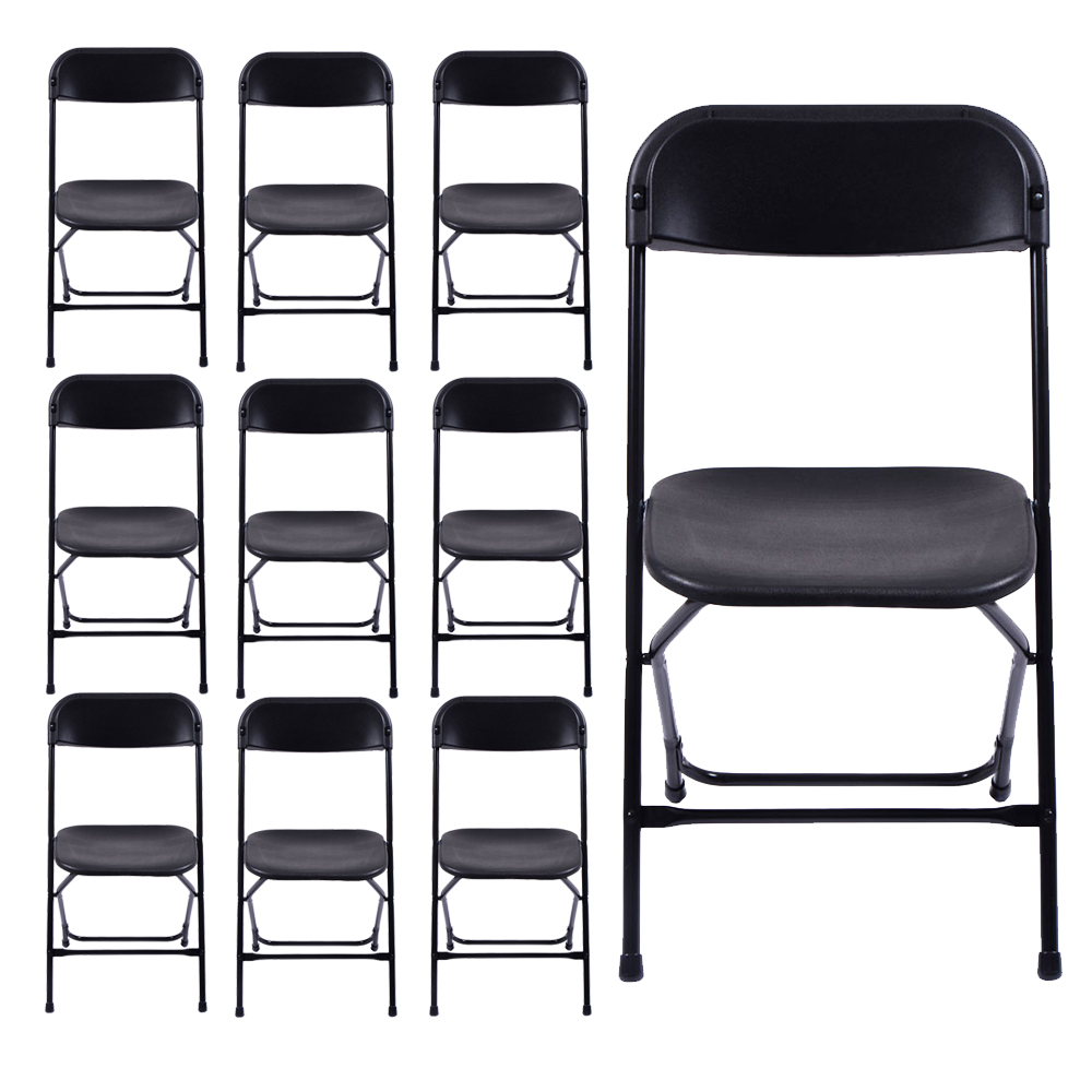 Details About New Commercial Black Plastic Folding Chairs Stackable Picnic Party Set Of 10